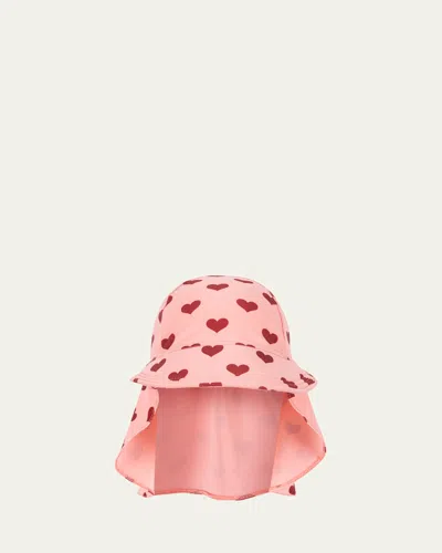 Konges Slojd Kids' Girl's Manuca Heart-print Sun Hat