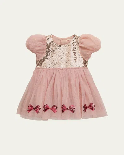 Konges Slojd Kids' Girl's Mei Sequined-bodice Tulle Dress In Pink