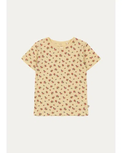 Konges Slojd Kids' Girl's Minnie Cotton Pointelle T-shirt In Yellow