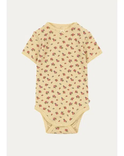 Konges Slojd Kids' Girl's Minnie Floral Cotton Pointelle Bodysuit In Neutral