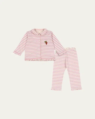 Konges Slojd Kids' Girl's Pio Frill Organic Cotton Pajama Set, 18m-10 In Multi