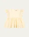 Konges Slojd Girl's Posey Embroidered Ruffle Top In Brown