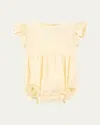 Konges Slojd Girl's Posey Scallop-trim Romper In Yellow