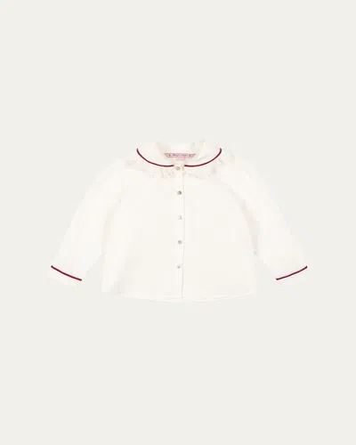 Konges Slojd Kids' Girl's Ria Button Down Blouse In Cloud Dancer