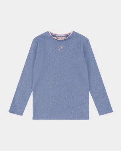 Konges Slojd Kids' Girl's Roli Stretch Rib Long Sleeve Shirt In Blue