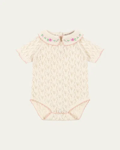 Konges Slojd Kids' Girl's Rosier Wool Cashmere Romper In Cream Off White