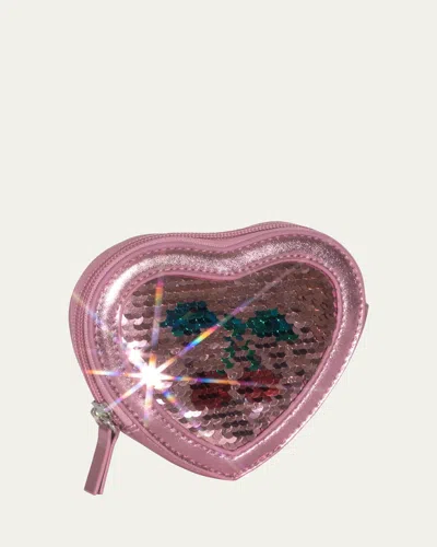 Konges Slojd Kids' Girl's Sequin Heart Wallet In Rose
