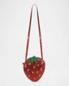Konges Slojd Girl's Strawberry-shaped Glitter Shoulder Bag In Barbados Cherry