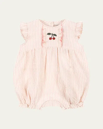 Konges Slojd Babies' Girl's Striped Ellie Bubble Romper In Pink