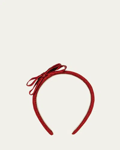Konges Slojd Kids' Girl's Velvet Bow Headband In Burgundy