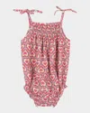 Konges Slojd Girl's Vivian Heart-print Bubble Romper In Pink