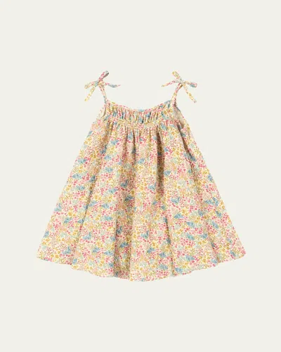 Konges Slojd Kids' Girl's Vivian Strappy Floral Seersucker Dress In Multi