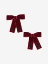 Konges Slojd Girls 2 Pack Juliette Bow Hair Clip Set In Burgundy