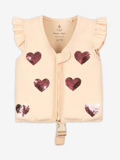 Konges Slojd Babies'  Girls Avery Sequin Hearts Swim Vest In Ivory