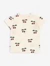 Konges Slojd Girls Famo Puff Cherry T-shirt In Ivory