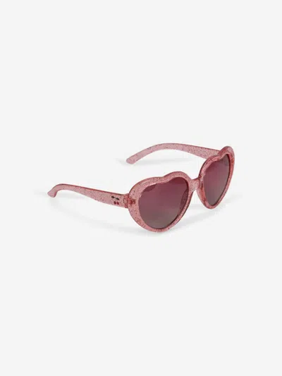Konges Slojd Kids' Girls Glitter Heart Sunglasses In Pink