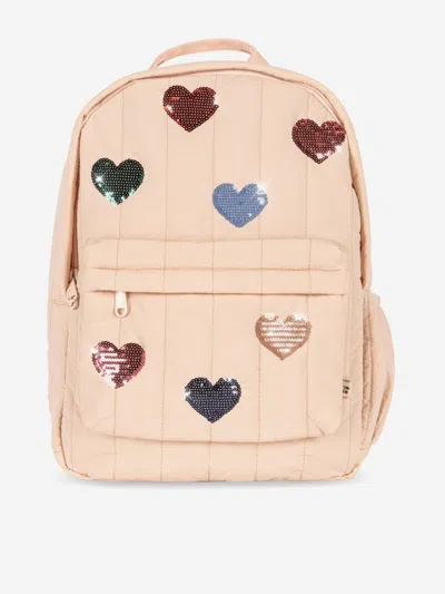 Konges Slojd Kids' Girls Juno Quilted Sequin Heart Backpack In Neutral