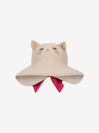 Konges Slojd Girls Kitty Cat Sun Hat In Pink