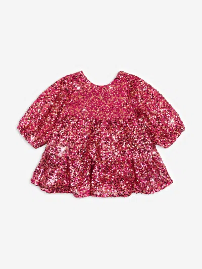 Konges Slojd Babies' Girls Lila Sequin Bow Dress In Red