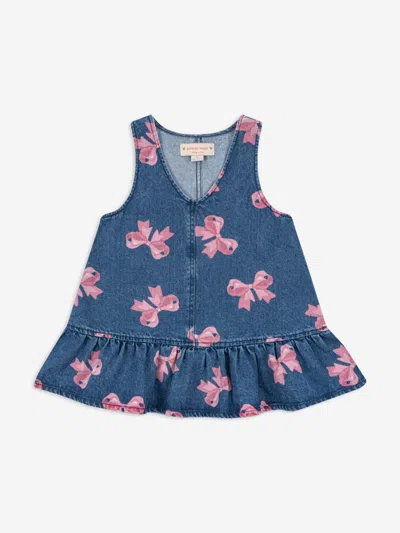Konges Slojd Babies' Girls Magot Bella Bow Denim Dress In Blue