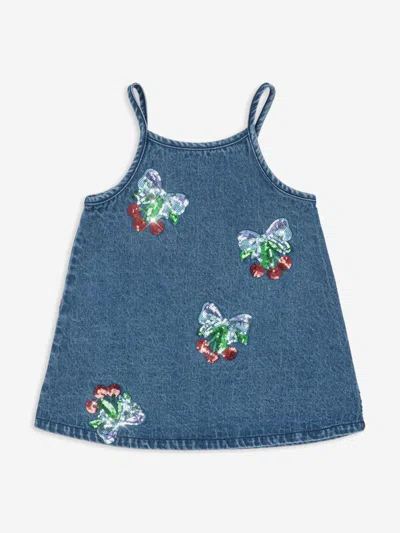 Konges Slojd Babies' Girls Magot Sequin Cherry Strap Dress In Blue