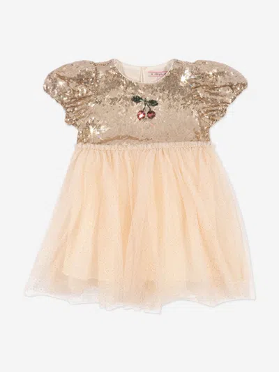 Konges Slojd Babies' Girls Starla Puff Sleeve Dress In Brown