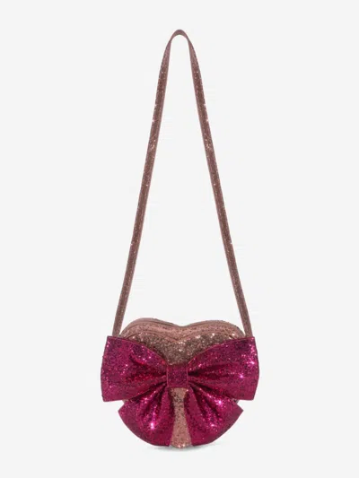 Konges Slojd Girls Tut Bow Glitter Heart Shoulder Bag In Red