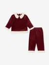 Konges Slojd Girls Velvet Christmas Trouser Set In Red