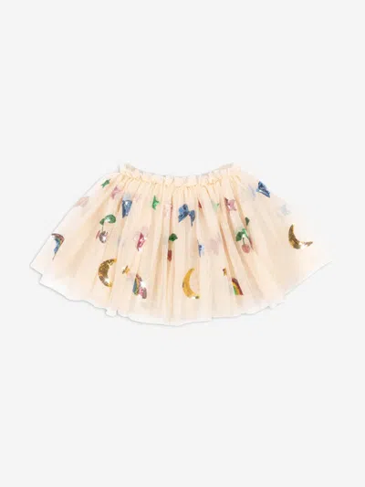 Konges Slojd Girls Yvonne Sequin Embroidered Skirt In Ivory