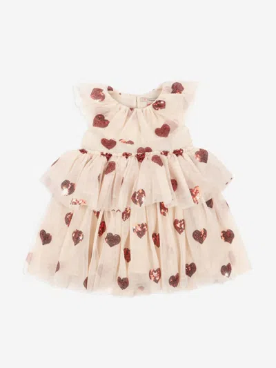 Konges Slojd Kids'  Girls Yvonne Tulle Hearts Fairy Dress In Neutral