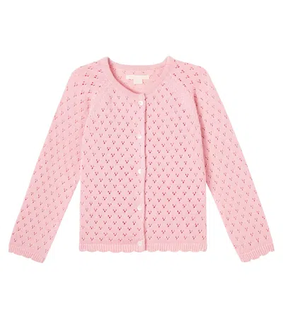 Konges Slojd Kids' Konges Sløjd Hannah Cotton-blend Lamé Cardigan In Pink