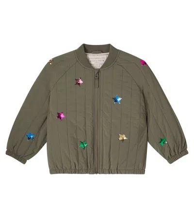 Konges Slojd Kids' Konges Sløjd Juno Padded Sequined Bomber Jacket In Green