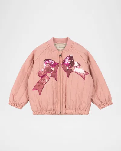 Konges Slojd Kids' Juno Sequined Bomber Jacket In Pink