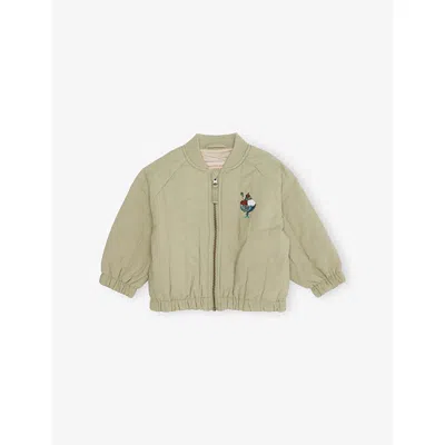 Konges Slojd Kids' Ice Cream Juno Sequinned-motif Woven Bomber Jacket In Green