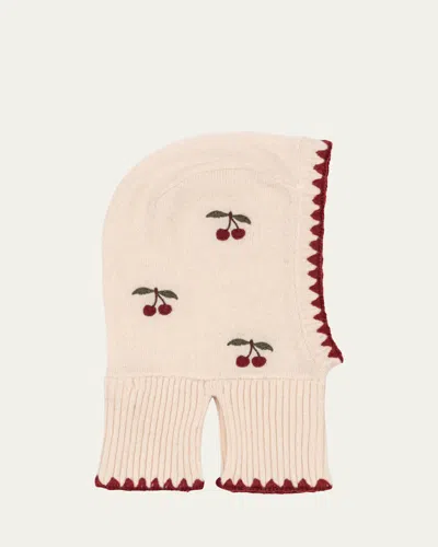 Konges Slojd Kid's Collette Embroidered Wool Balaclava In Neutral