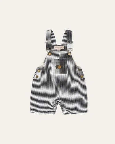 Konges Slojd Kid's Fender Striped Organic Cotton Overalls In Naval Stripe