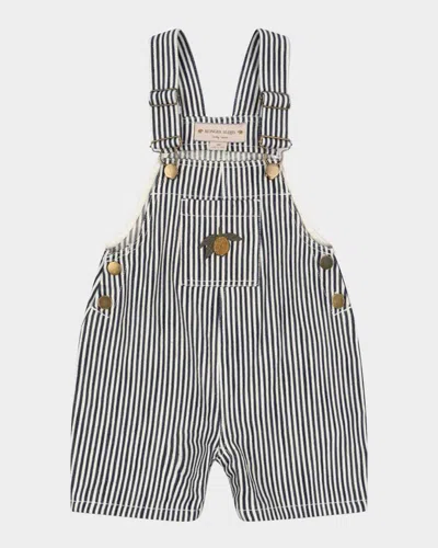 KONGES SLOJD KID'S FENDER STRIPED ORGANIC COTTON OVERALLS