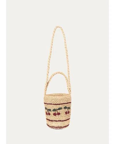 Konges Slojd Kid's Fiorella Raffia Shoulder Bag In Eggnog