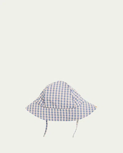Konges Slojd Kid's Kim Check Cotton Sun Hat In Blue