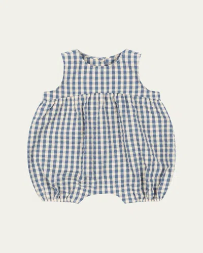Konges Slojd Kid's Kim Gingham Romper In Captains Blue Check