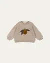 Konges Slojd Kid's Lou Lemon Graphic Sweatshirt In Oxford Tan