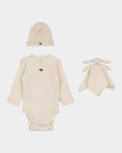 Konges Slojd Kid's Three-piece Lemon Embroidered Gift Set In Cream