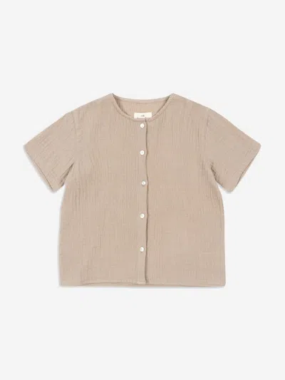 Konges Slojd Kids Organic Cotton Shirt In Brown