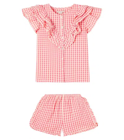 Konges Slojd Kids' Kim Cotton Shirt And Shorts Set In Multicoloured