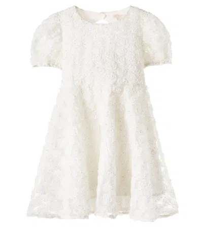 Konges Slojd Kids' Ally Glitter Floral Tulle Dress In White