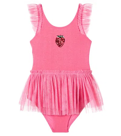 Konges Slojd Kids' Amandine Sequined Swimsuit In Pink