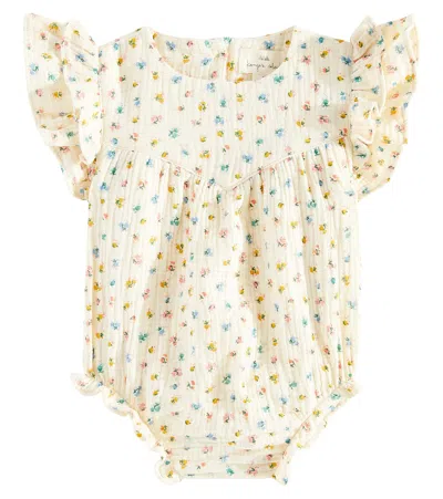 Konges Slojd Baby Ruffled Printed Cotton Bodysuit In White