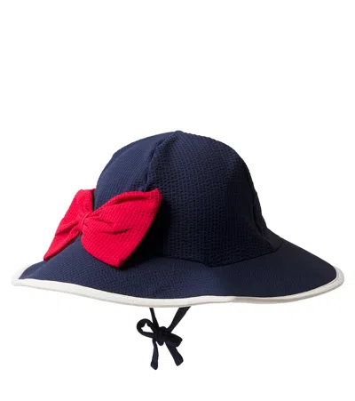 Konges Slojd Kids' Konges Sløjd Bowie Bow-detail Seersucker Sun Hat In Blue