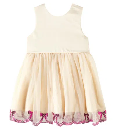 Konges Slojd Kids' Bowie Sequin-trimmed Tulle Dress In Yellow