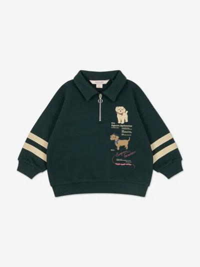 Konges Slojd Kids' Konges Sløjd Boys Doggy Half Zip Sweatshirt In Black